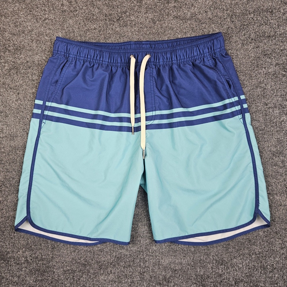 Fair Harbor The Anchor Swim Shorts Men's XL Blue Striped Lined Board Shorts